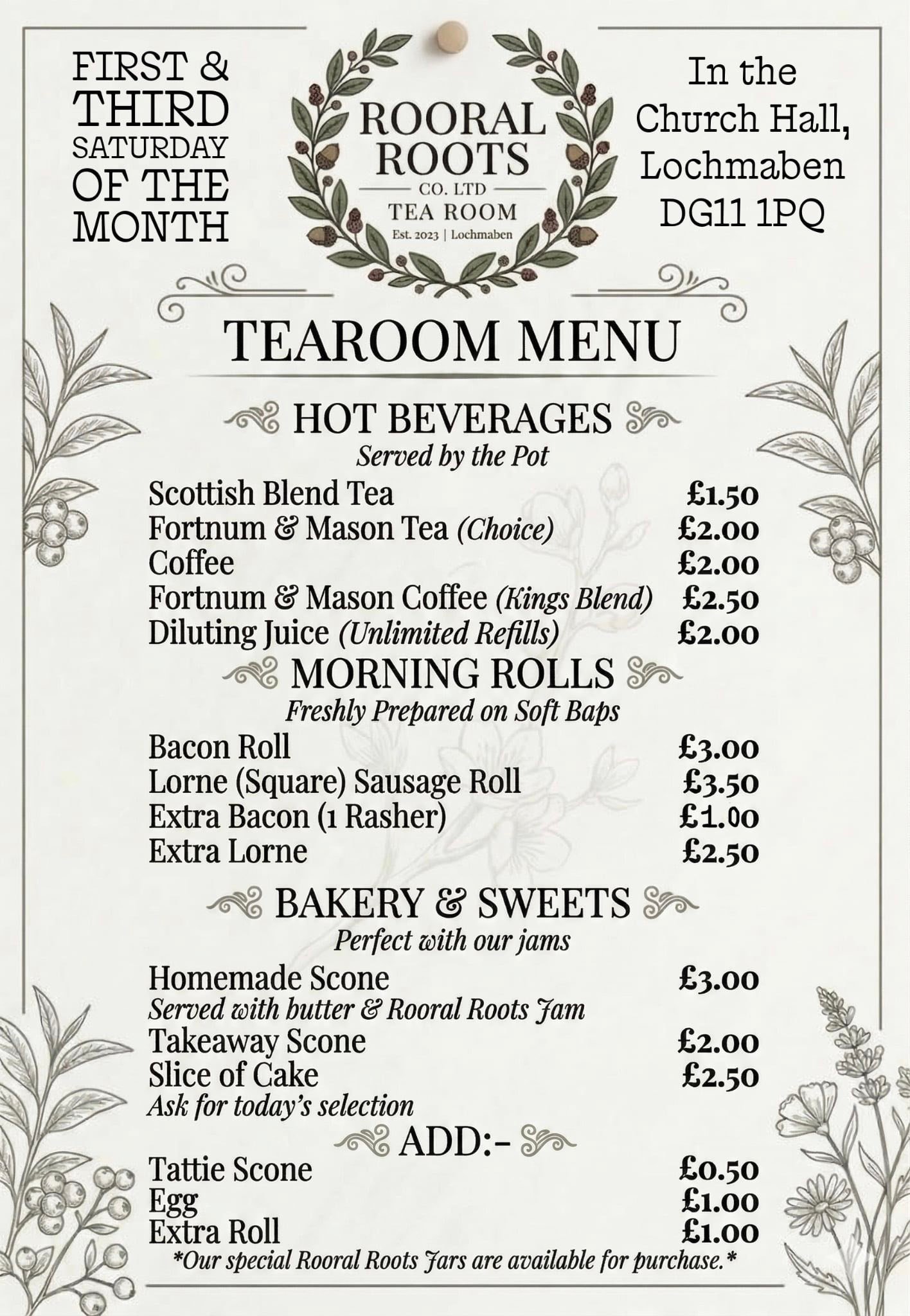 Tearoom Menu